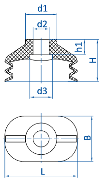 Размер овальной присоски FIPA серии SO-BV чертеж A